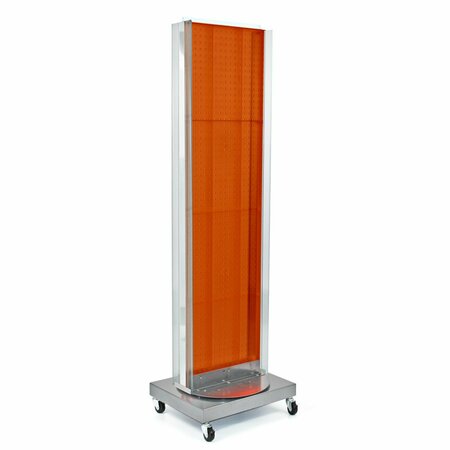 AZAR DISPLAYS Two-Sided Pegboard Floor Display w/ Two C-Channel Sides on a Revolving Wheeled Base. 700258-ORG